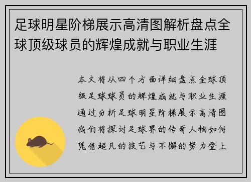 足球明星阶梯展示高清图解析盘点全球顶级球员的辉煌成就与职业生涯